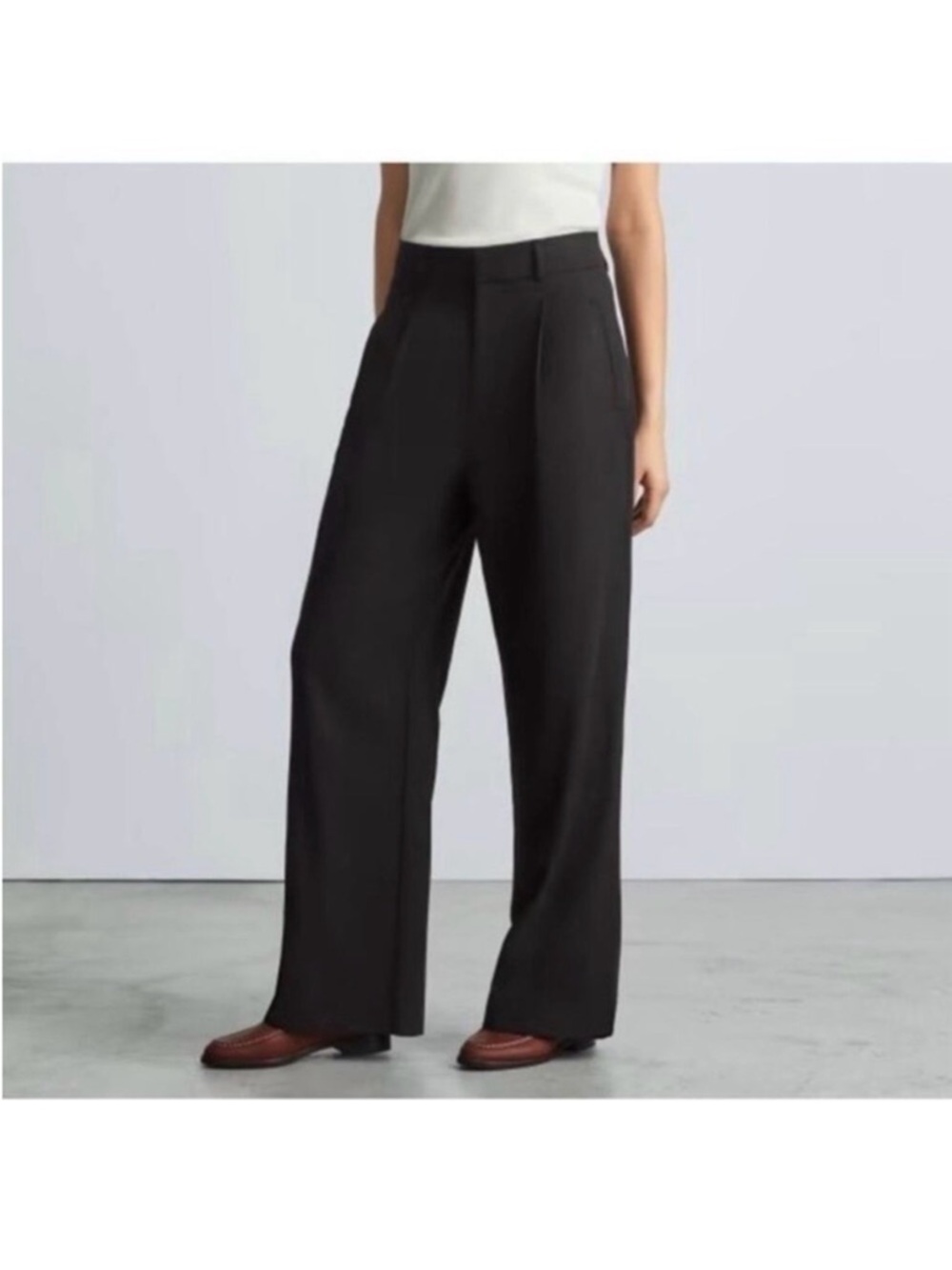 Everlane Way-High Drape Pant Black High Rise Wide Leg Trouser